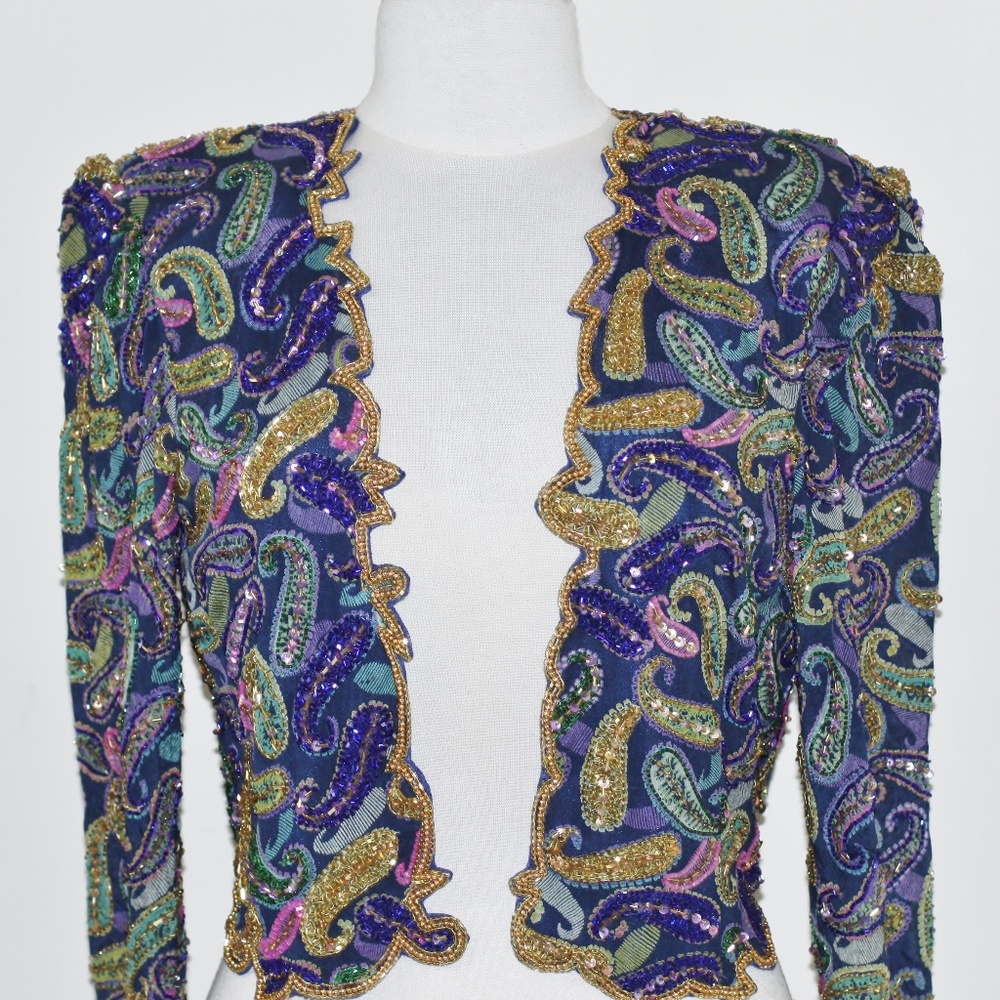JASDEE Vintage LongSleeve BoleroJacket HandWork Beaded&Sequins On Silk Style2093